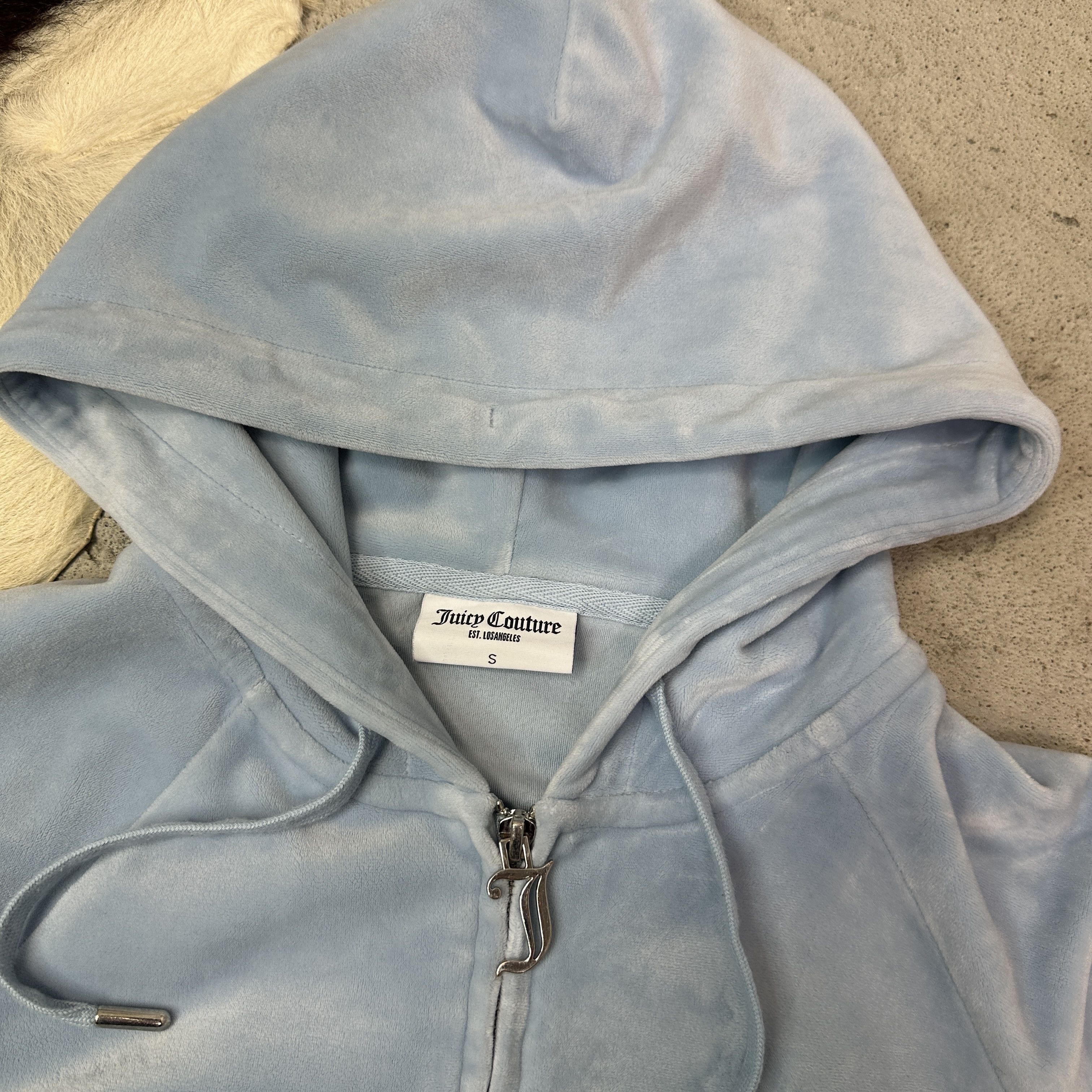 Juicy Couture Vintage Velvet Baby Blue Juicy Couture Zip Hoodie Y2K Size S / US 4 / IT 40 - 5 Thumbnail