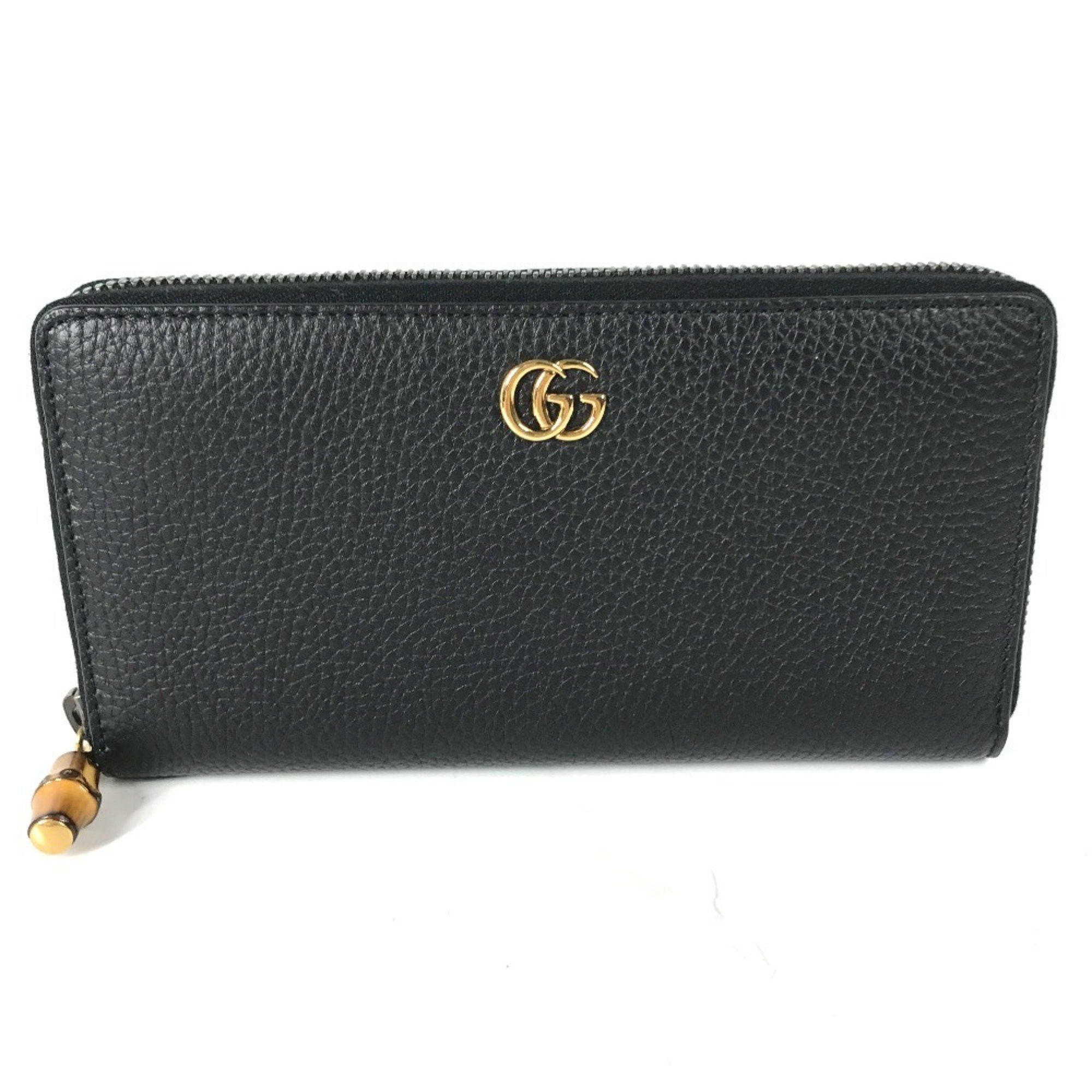 Gucci GUCCI 739499 GG Marmont Bamboo Round Zip Long Wallet in Leather, Navy Size ONE SIZE - 1 Thumbnail