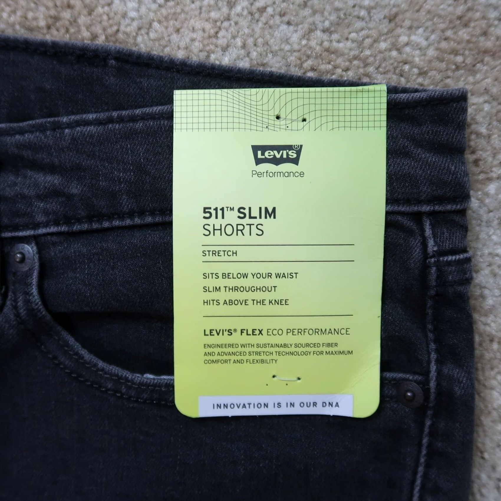 Levi's Levi's 511 Slim Cutoff Shorts Men's 42 Black Denim Flex Eco Performance new Bermuda Casual Slim 5-Pocket Mens Size US 42 / EU 58 - 2 Thumbnail