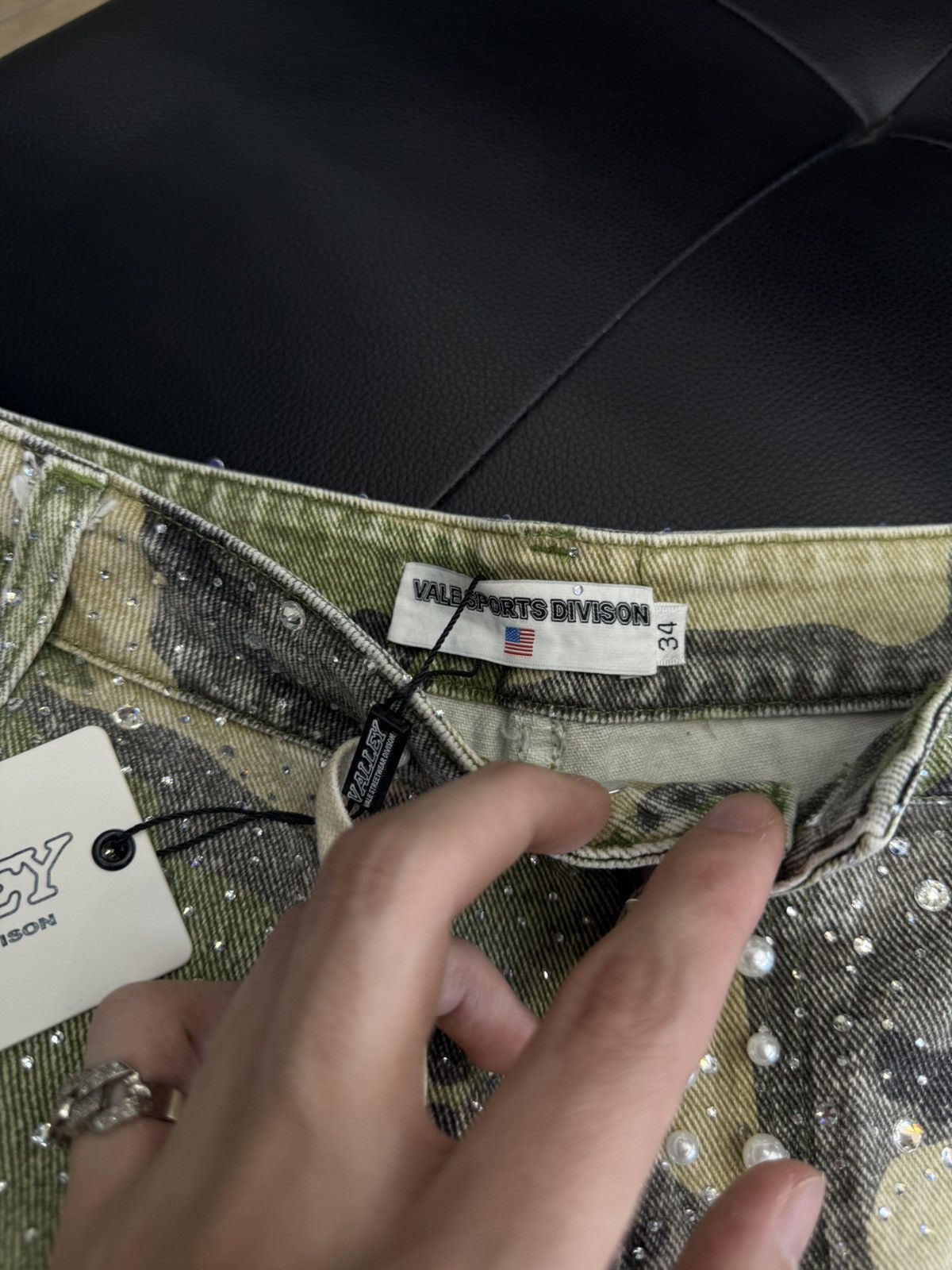 Vale Valley Rhinestone Crystal Shorts Denim Green Camo Size 34 Size US 34 / EU 50 - 8 Thumbnail