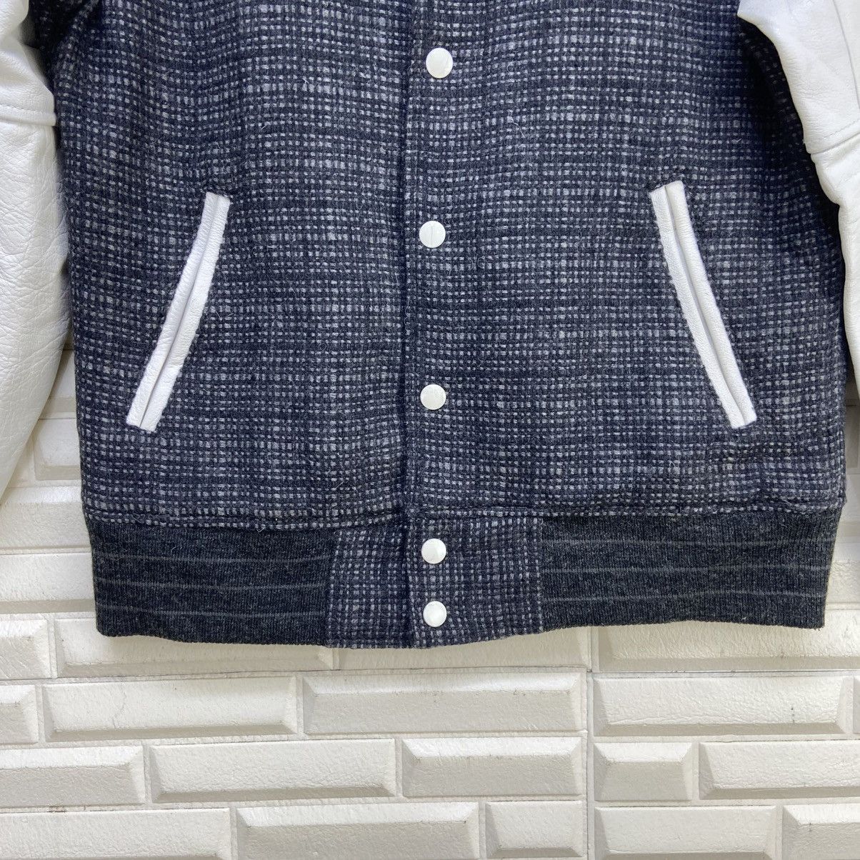 ADAM ET ROPE Japanese Brand Street Fashion Cowhide Sleeves Varsity Jacket Size US S / EU 44-46 / 1 - 4 Thumbnail