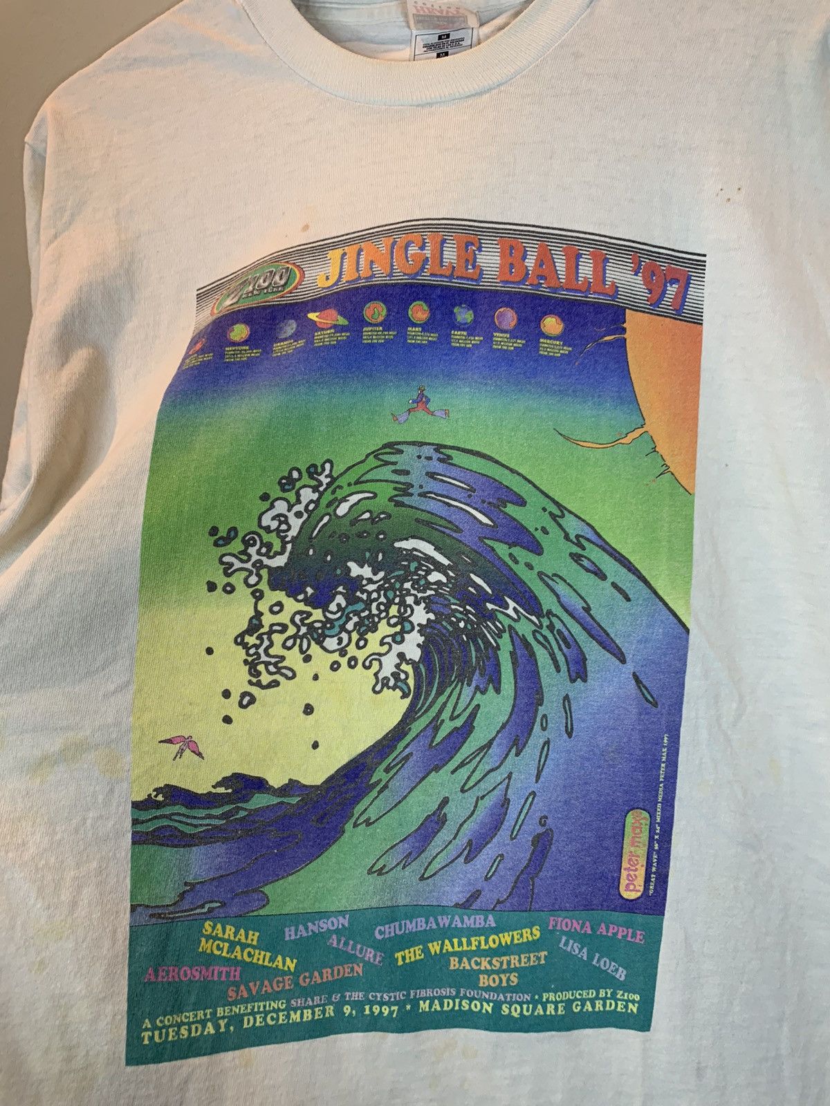 Band Tees × Vintage RARE* Vintage 1997 Jingle Ball Peter Max Concert Art T-Shirt Size US M / EU 48-50 / 2 - 2 Thumbnail