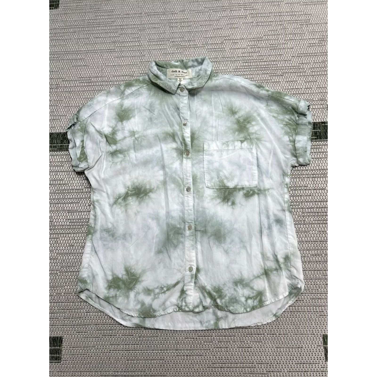 Anthropologie Anthropologie Tie Womens S Green Cloth And Stone Blouse Top Dye Button Size S / US 4 / IT 40 - 2 Thumbnail