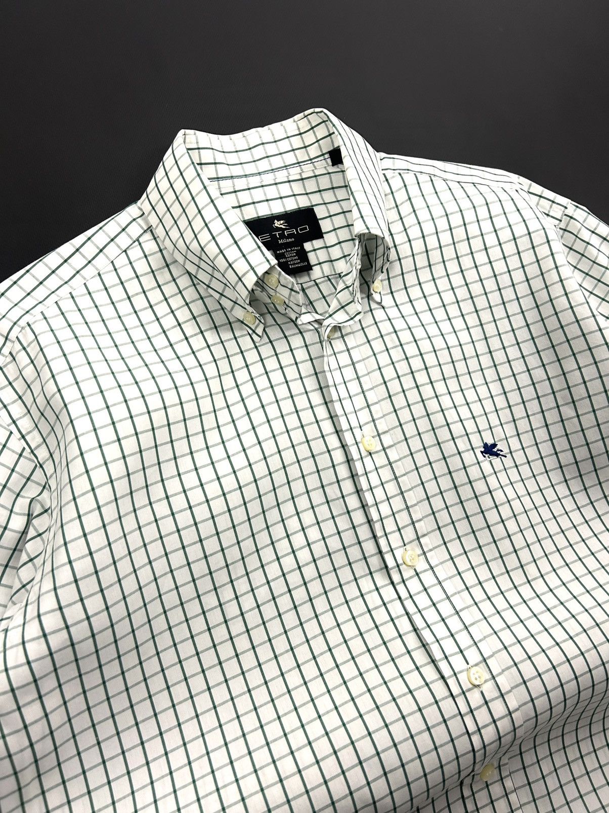 Etro Etro Milano Green Plaid Button-Up Cotton Shirt L Luxury Size US L / EU 52-54 / 3 - 9 Thumbnail