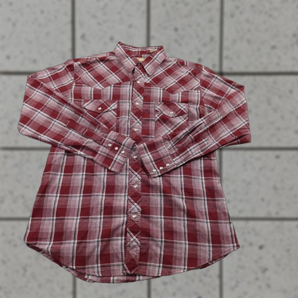 Wrangler VINTAGE Wrangler Shirt Mens L Red Plaid Western Pearl Snap Up Long Sleeve Cowboy Rodeo Size US L / EU 52-54 / 3 - 1 Thumbnail