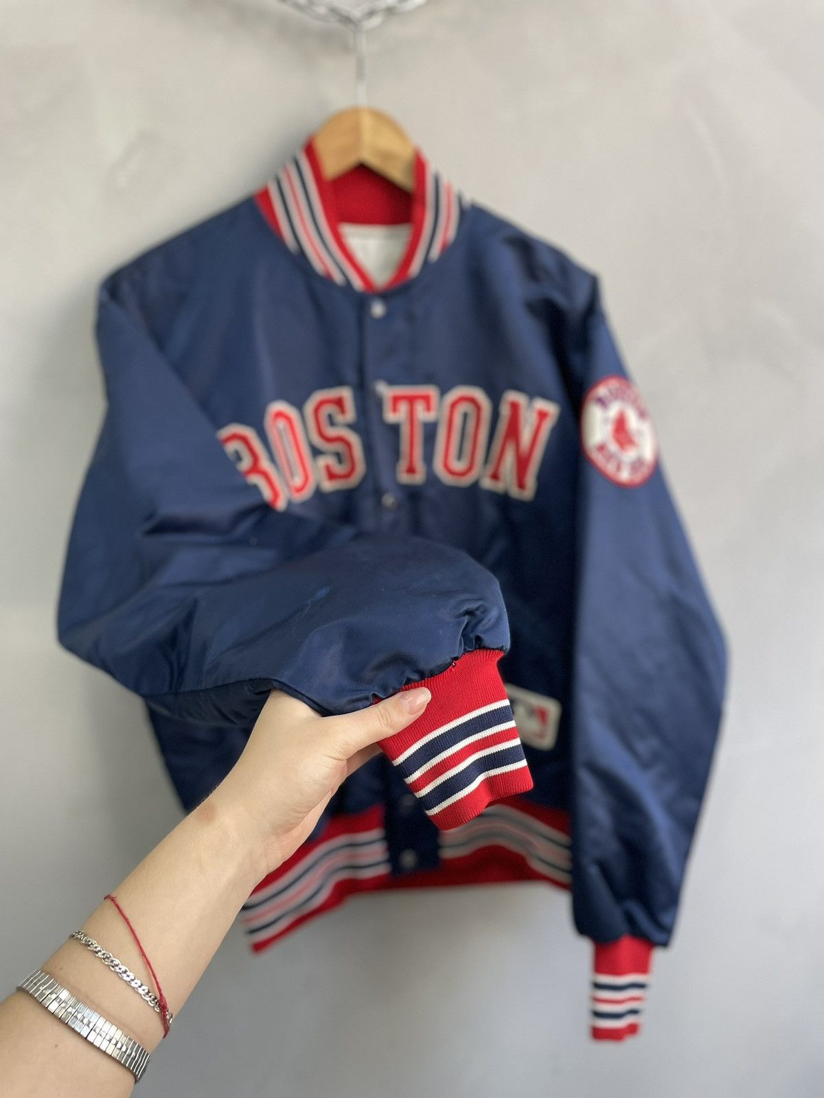 MLB Vintage MLB Red Sox satin bomber jacket starter rare Size US XL / EU 56 / 4 - 6 Thumbnail