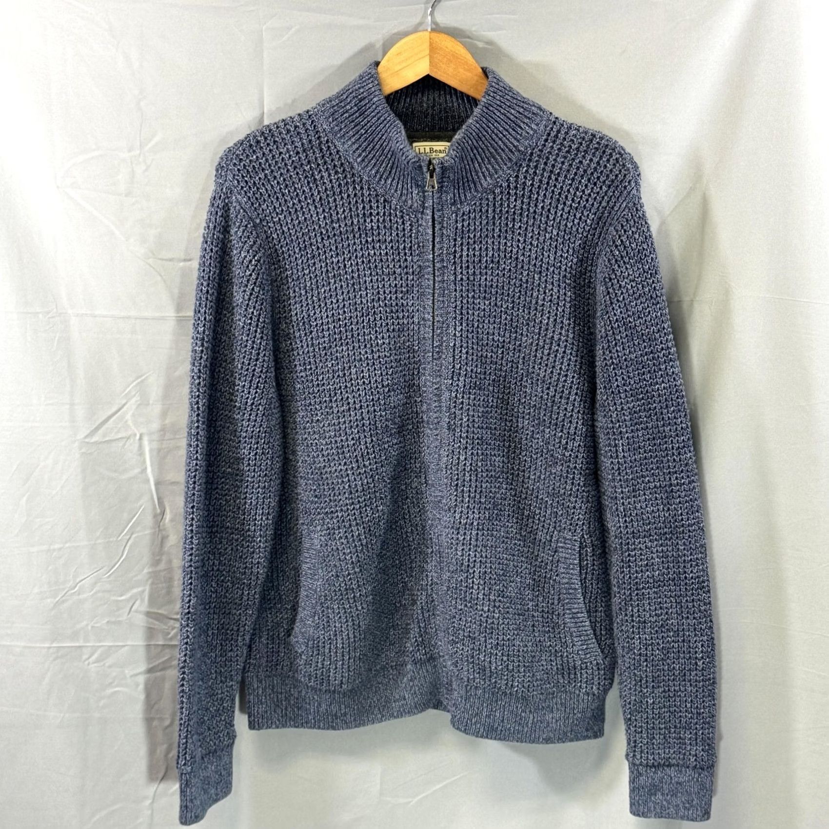 Vintage L.L. Bean Sweater Mens M Blue Half Zip Mock Neck Knit Pullover Size US M / EU 48-50 / 2 - 2 Thumbnail