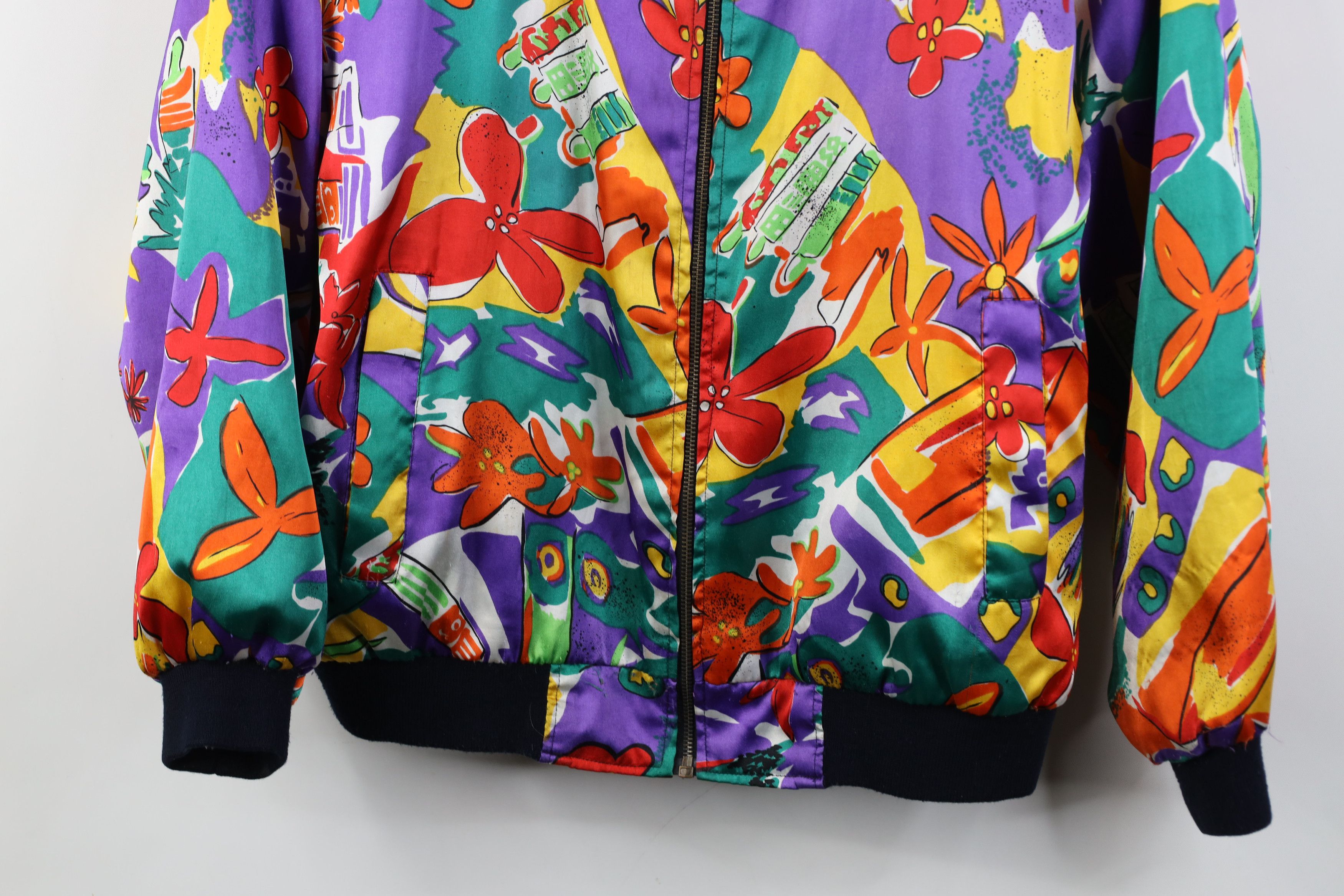 Vintage Vintage 90s Streetwear Flower Full Zip Bomber Jacket Size US L / EU 52-54 / 3 - 3 Thumbnail