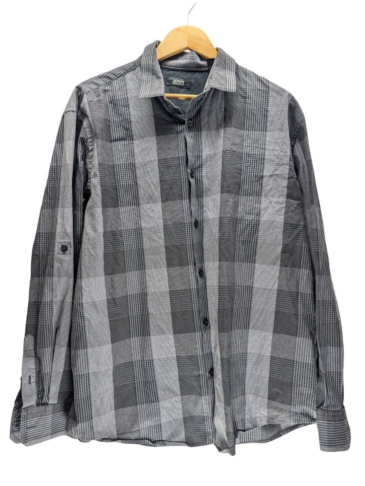 Alfani Alfani Button Up Shirt XL Regular Fit Plaid Gray Black Size US XL / EU 56 / 4 - 1 Thumbnail