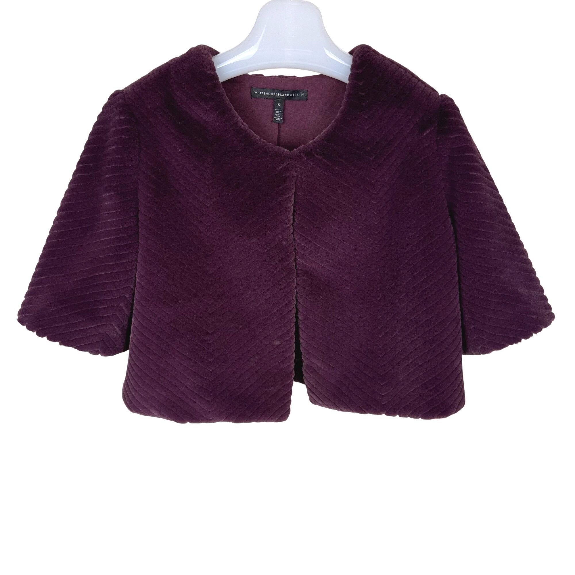 White House Black Market White House Black Market Faux Fur Bolero Short Sleeves Plum Size S / US 4 / IT 40 - 1 Thumbnail