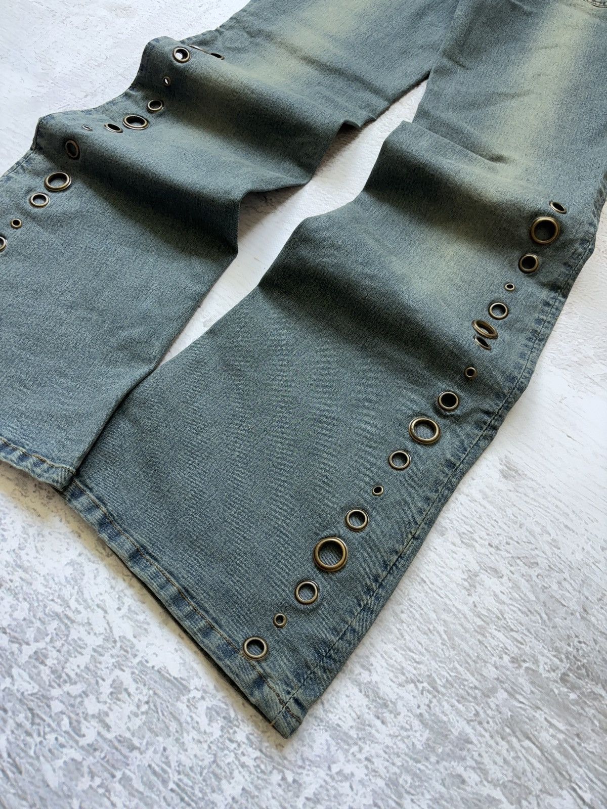 Vintage Deadstock vintage flared eyelet jeans belted pants Size 27" / US 4 / IT 40 - 7 Thumbnail