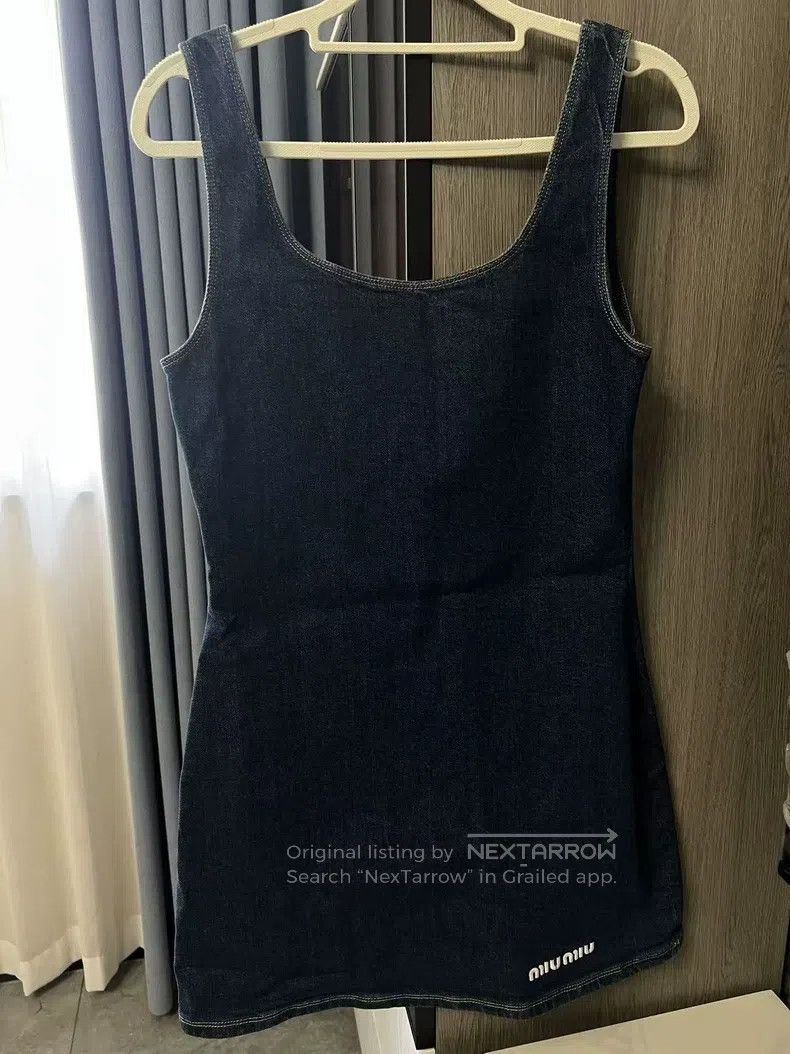 Miu Miu Miu Miu 42 Denim dress Size L / US 10 / IT 46 - 2 Thumbnail