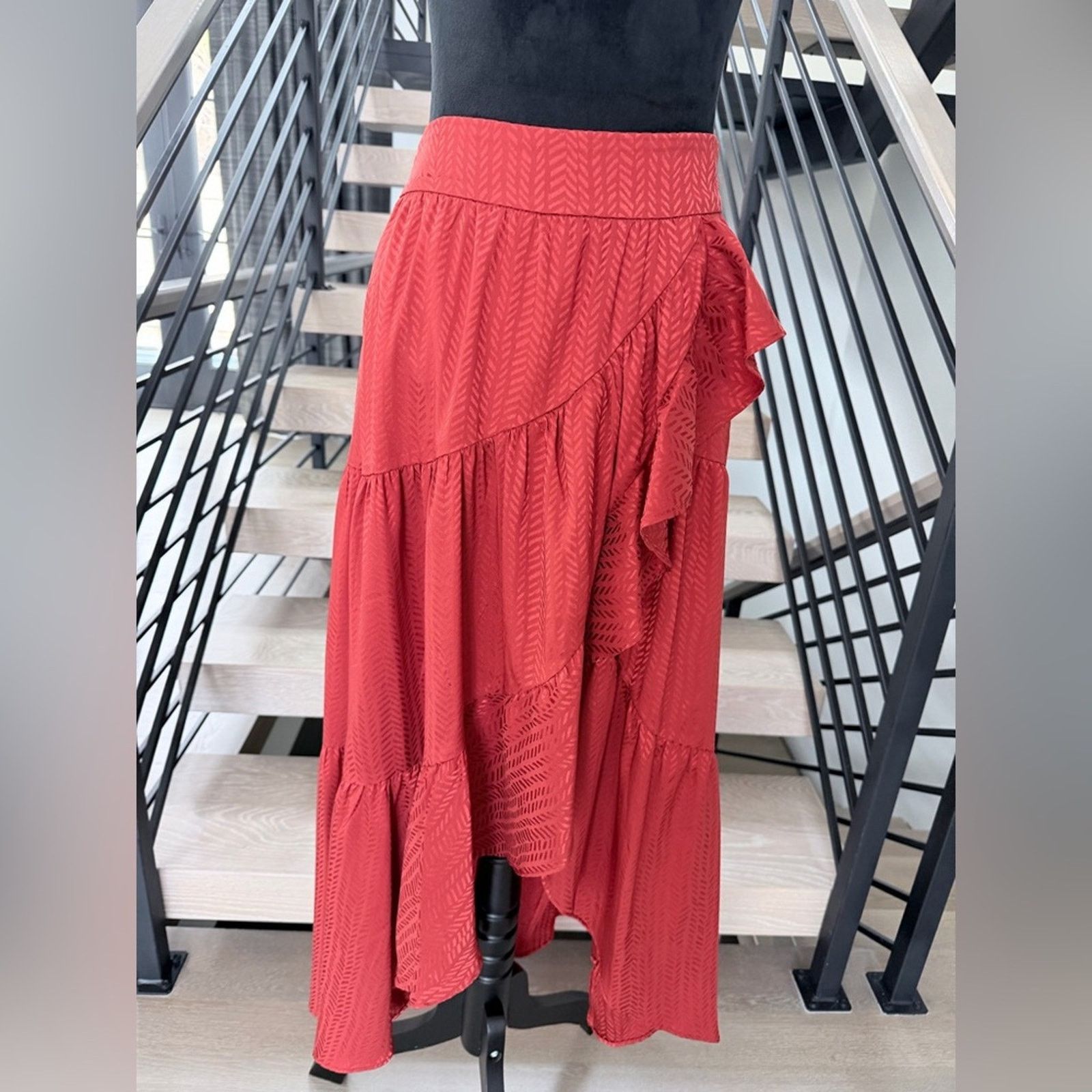 Other Boho Vintage Beach Ruffled Satin Wrap Orange Skirt size S Size 27" / US 4 / IT 40 - 1 Thumbnail