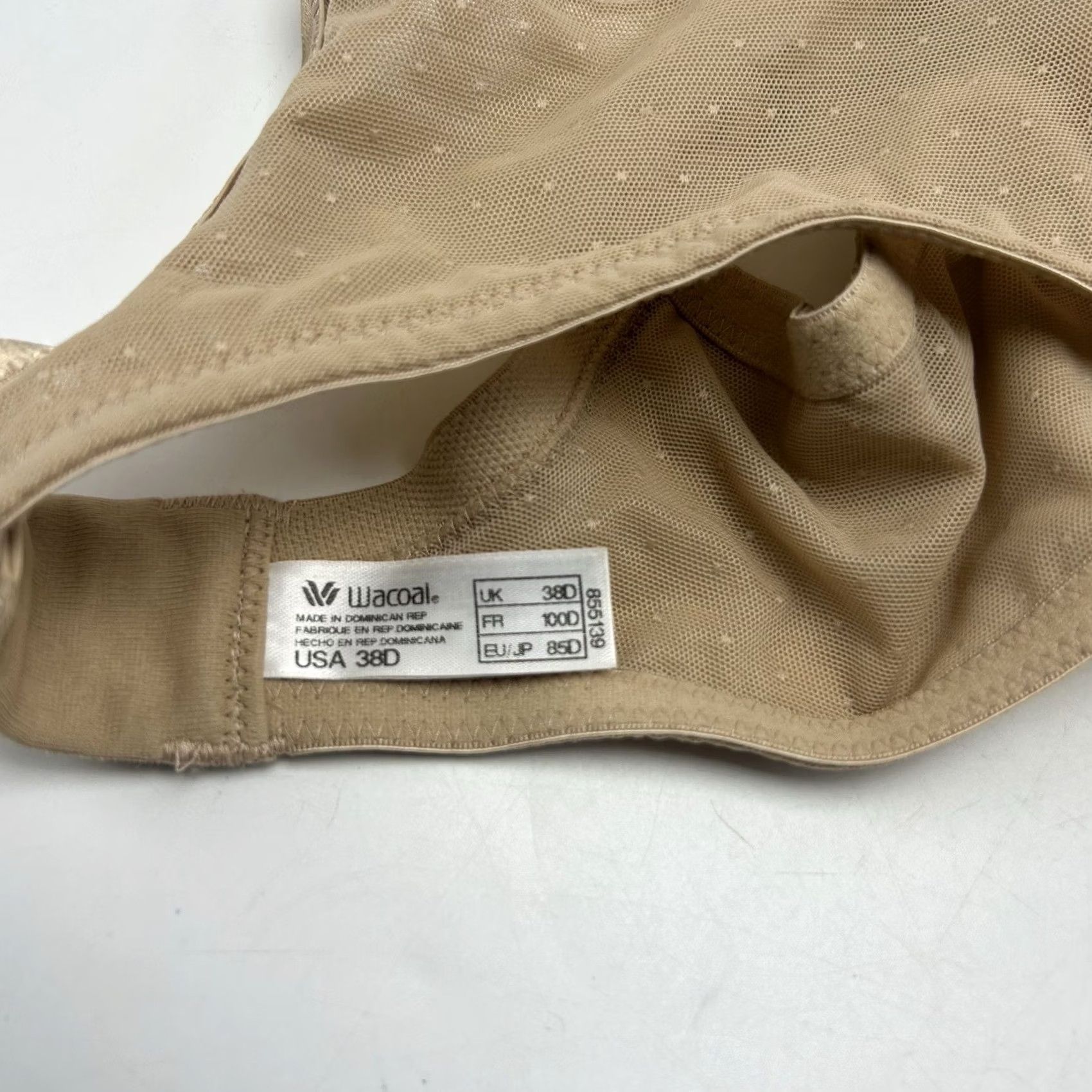 Vintage Wacoal Bra Womens 38D Balconette Underwired Unlined Retro Chic Beige 855139 Size ONE SIZE - 6 Thumbnail