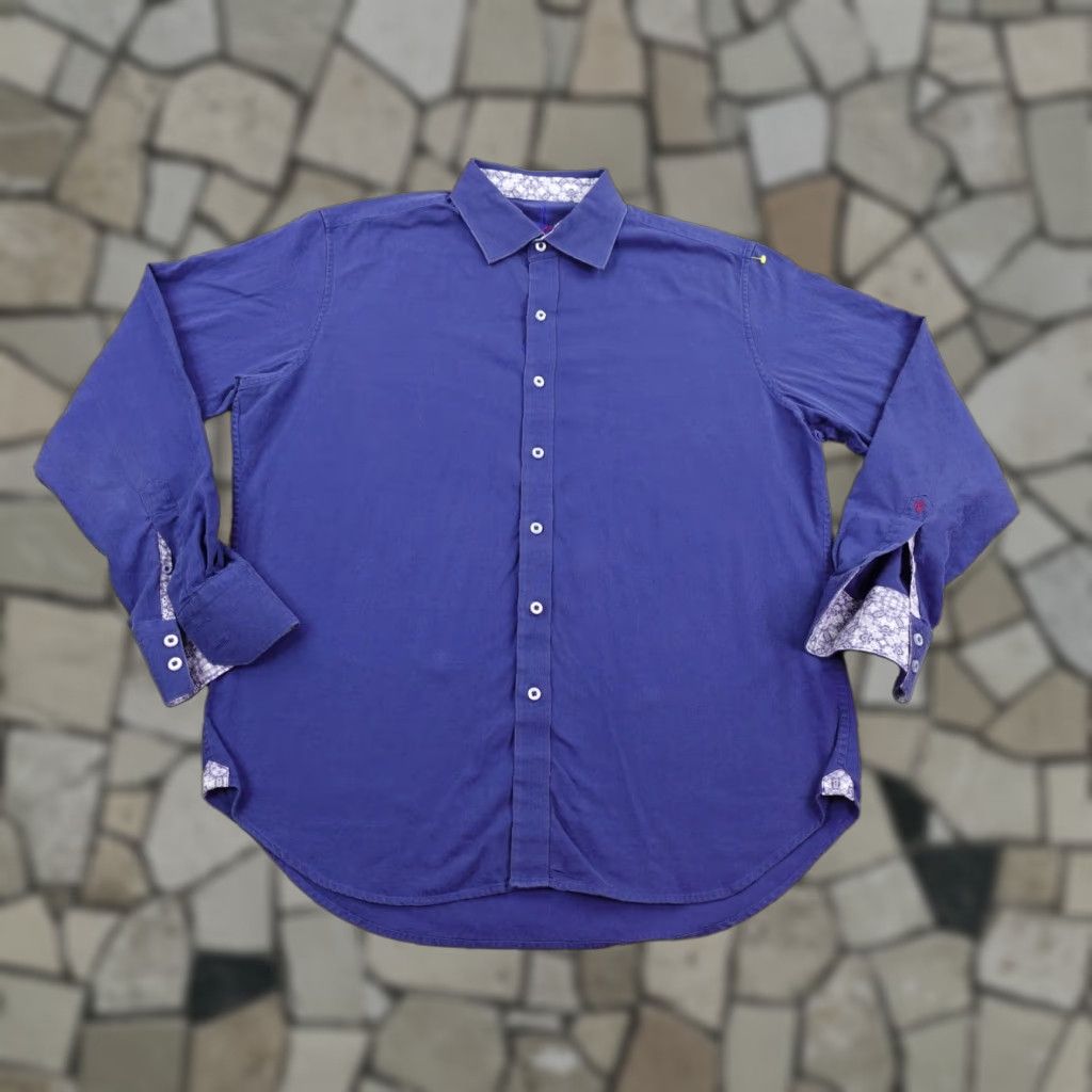 Robert Graham Robert Graham Shirt Mens Large Blue Button-Up Classic Fit Abstract Flip Cuffs Size US L / EU 52-54 / 3 - 1 Thumbnail