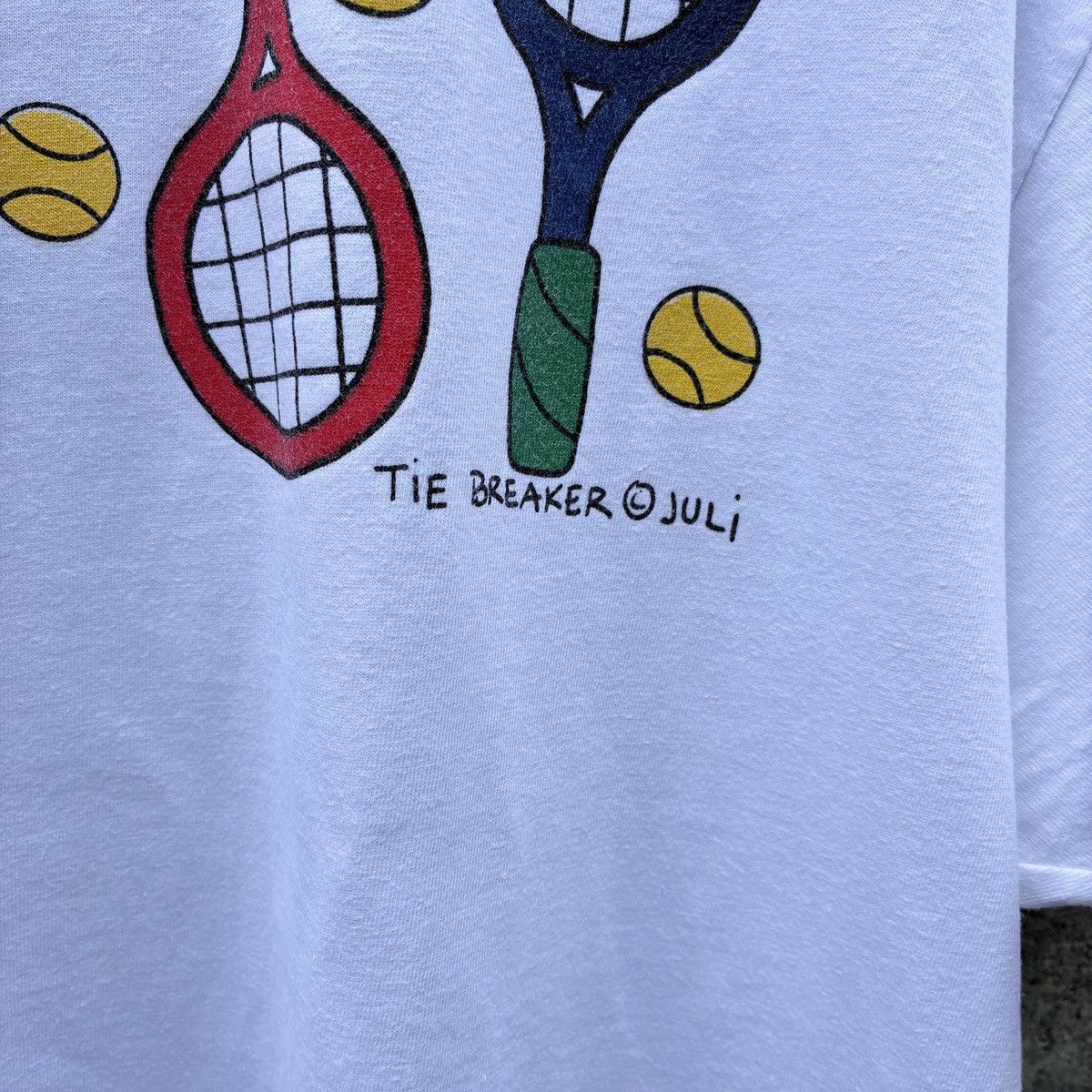 Vintage Vintage 90s Juli Tie Breaker Tennis Art T-shirt Size US XL / EU 56 / 4 - 6 Thumbnail