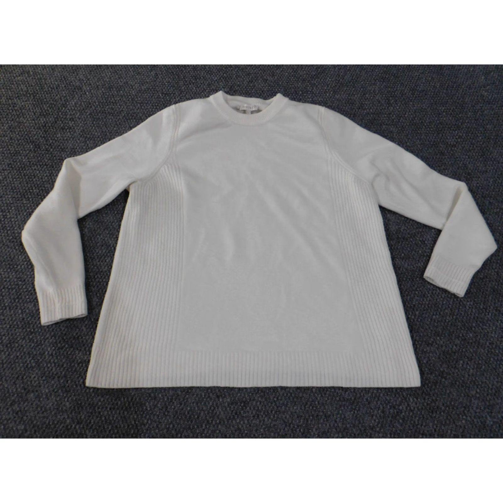 Vintage Crown & Ivy Sweater L Womens White Cotton Nylon Spandex Cable-Knit Long Raglan Sleeve Round Neck Pullover Stretch Casual Knit Shirt Size L / US 10 / IT 46 - 4 Thumbnail