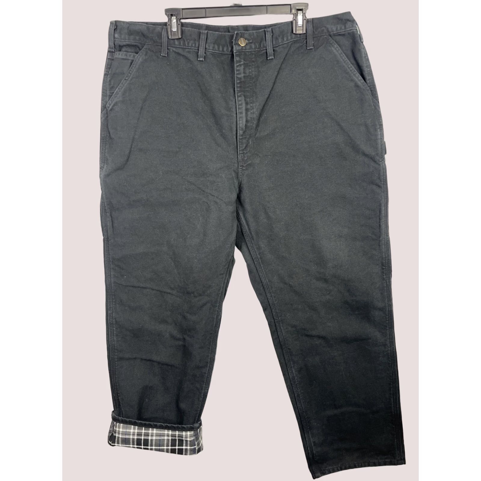 Carhartt Carhartt Pants Mens 44x32 Black Flannel Lined Carpenter Loose B111 Pant Mens Regular Carhartt Canvas 5-Pocket Zipper Button Casual Workwear Size US 44 / EU 60 - 1 Thumbnail