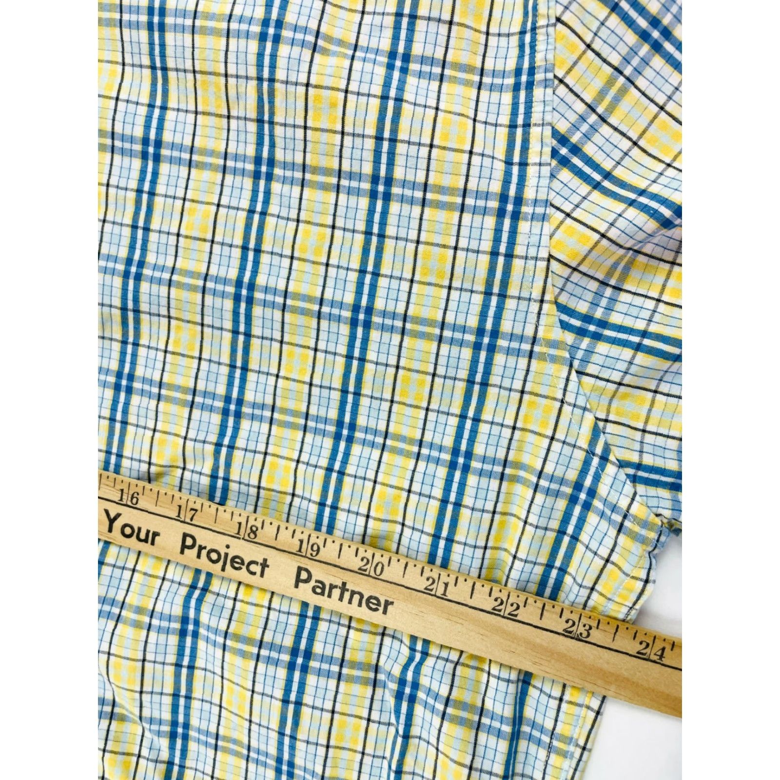 BKE BKE Shirt Men's Large Yellow Blue Check Long Sleeve Button Up Regular Fit Size US L / EU 52-54 / 3 - 4 Thumbnail