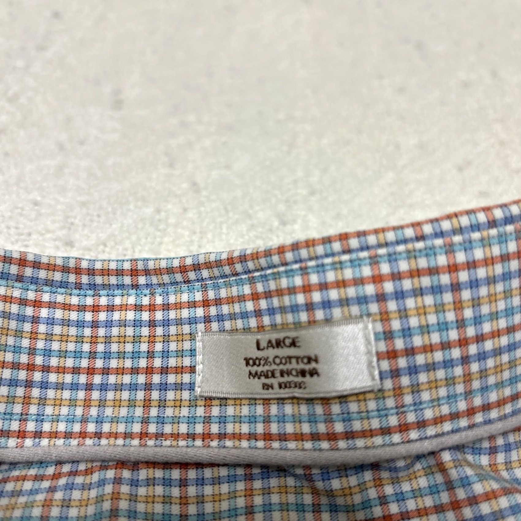 Peter Millar Peter Millar Mens L Red Blue Plaid Cotton Button-Down Short Sleeve Shirt Size US 33 - 4 Thumbnail