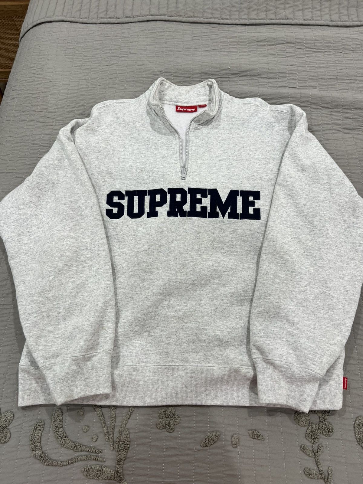 Supreme Supreme Collegiate Half Zip Pullover Ash Grey (24FW) Medium Size US M / EU 48-50 / 2 - 2 Thumbnail