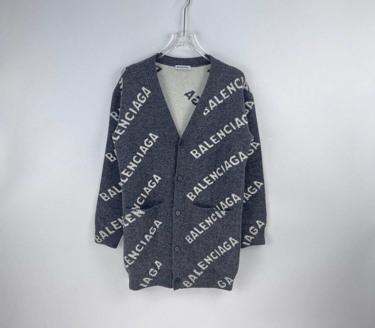 Balenciaga Balenciaga Grey Full Classic Logo Wool Long Sleeve shirt Size US XS / EU 42 / 0 - 3 Thumbnail