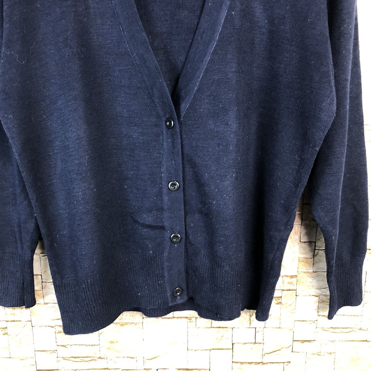 Homespun Knitwear × Japanese Brand Nagaileben Dark Blue Cardigan Knitwear #A856 Size US M / EU 48-50 / 2 - 5 Thumbnail
