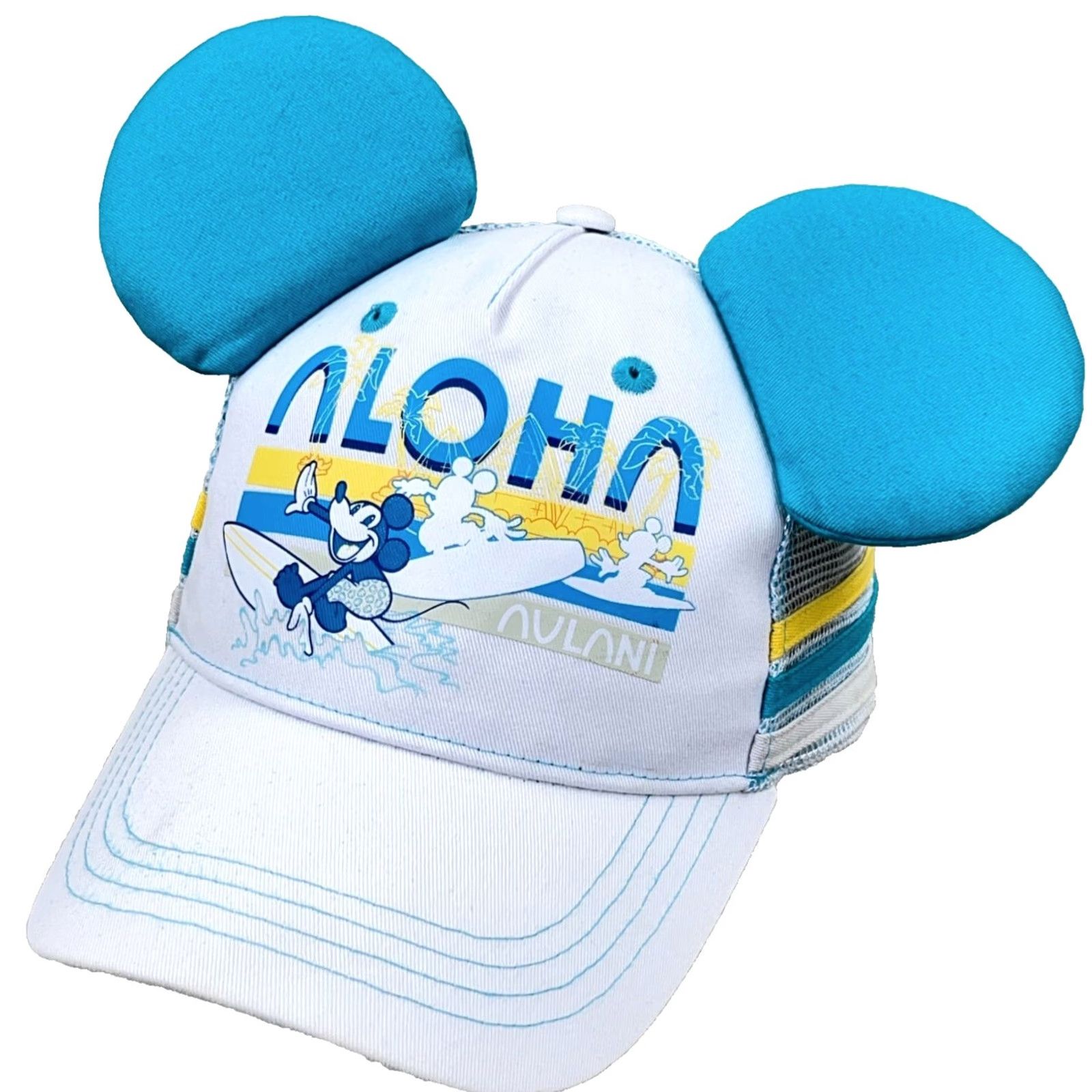 Disney Disney Hat Cap Snapback Trucker Mickey Ears Aloha Surfing Side Stripes Size ONE SIZE - 2 Thumbnail
