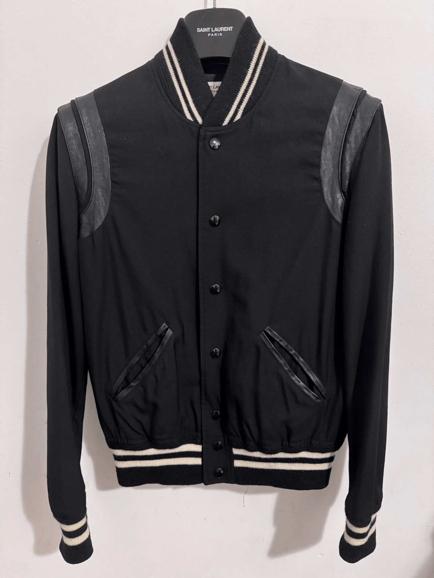 Saint Laurent Paris Saint Laurent Black Baseball Jacket Size US S / EU 44-46 / 1 - 1 Thumbnail