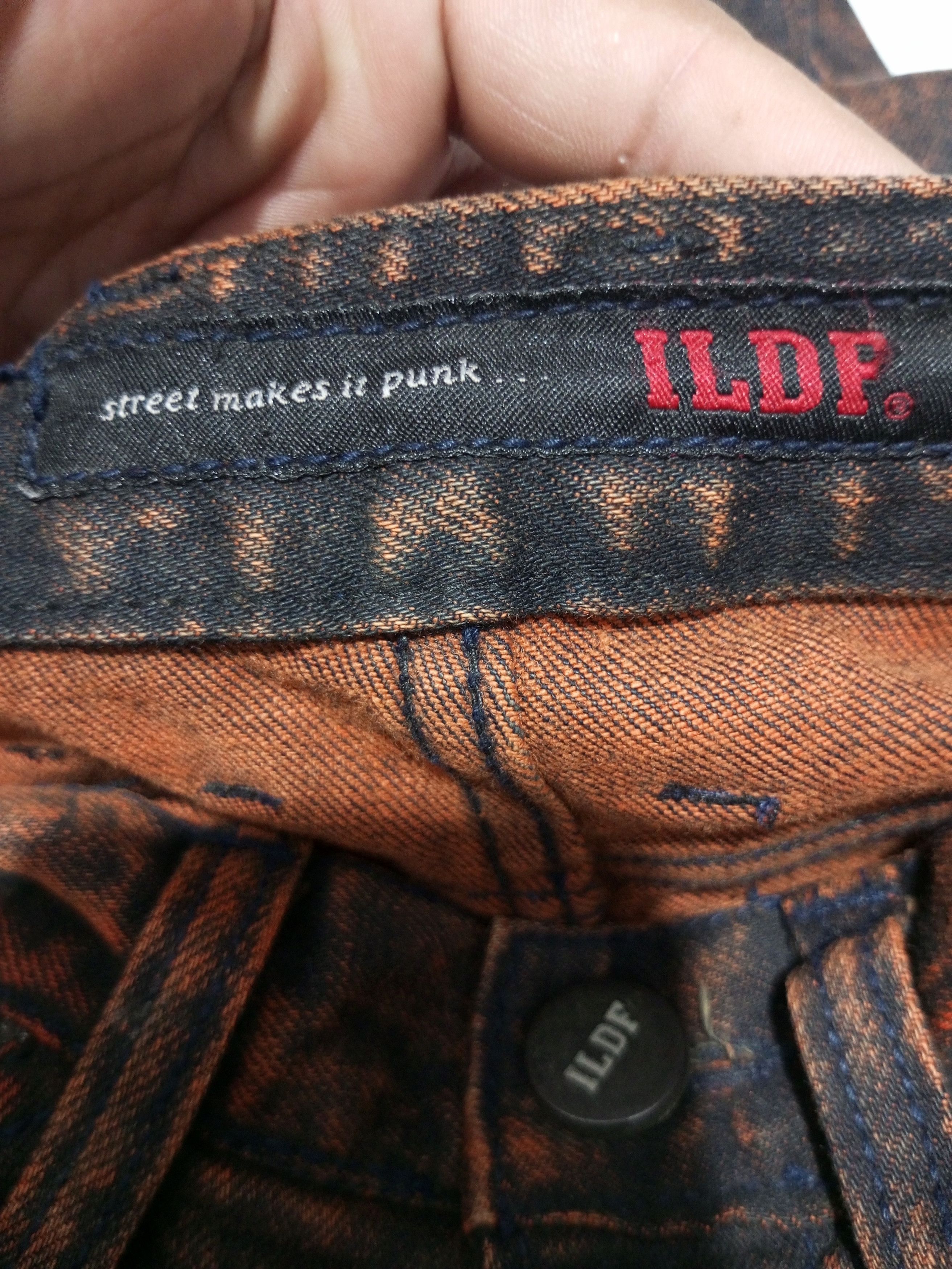 20471120 Vintage ildf black orange washed distressed denim Size US 27 - 13 Thumbnail