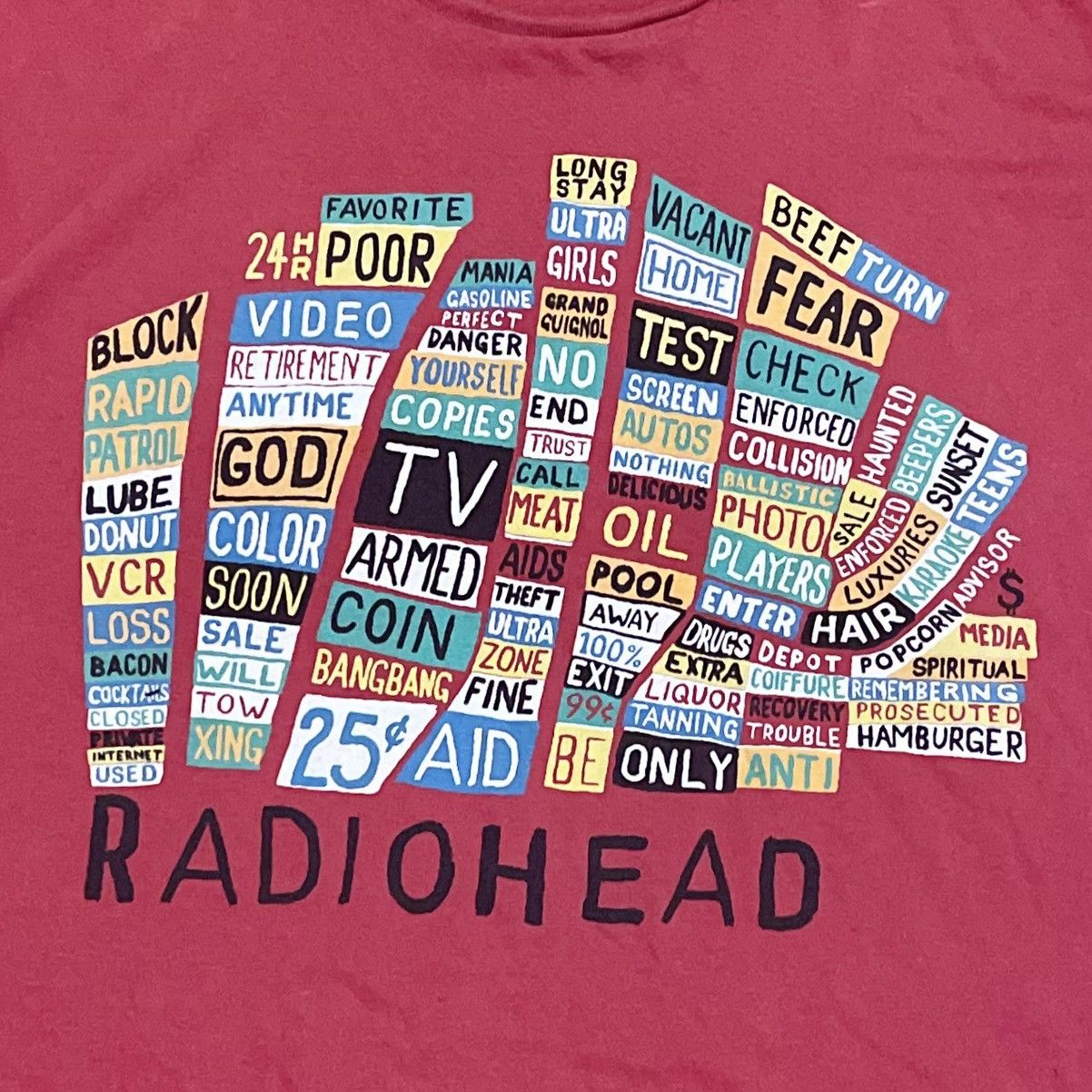 image of Band Tees x Tour Tee Y2K Vintage Radiohead Hail To The Thief Tee! in Red, Men's (Size Large)