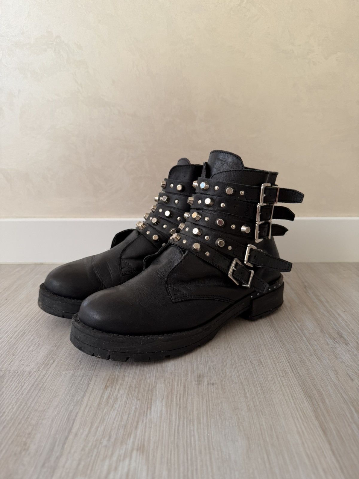 A.S.98 AS 98 Vibe Artisan Black Leather Side Zip Ankle Biker Boots Size US 6.5 / EU 39-40 - 4 Thumbnail