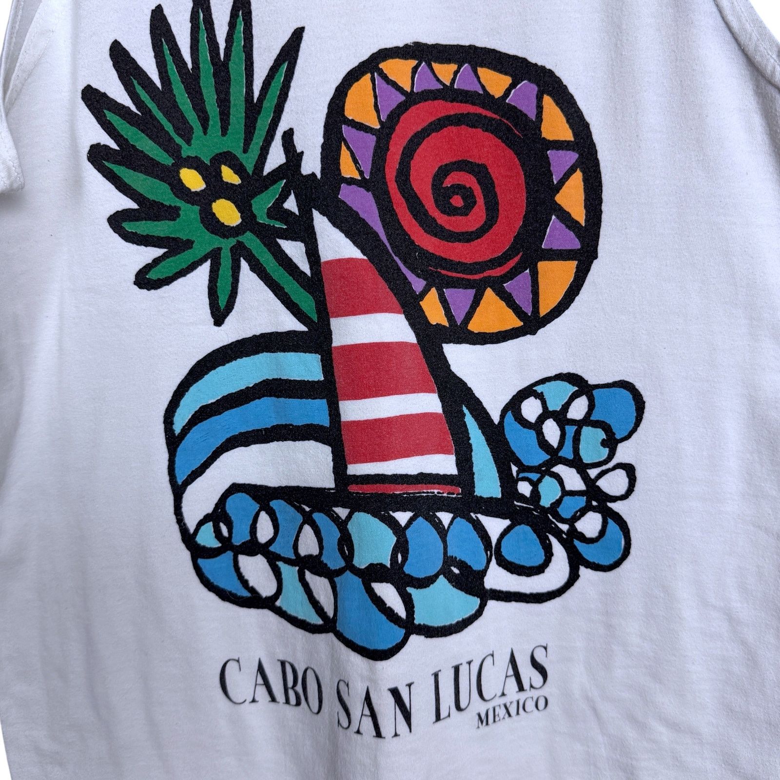 Gildan Vintage 90s Cabo San Lucas Mexico Men's Tank Top Ocean Sun L Size US L / EU 52-54 / 3 - 3 Thumbnail