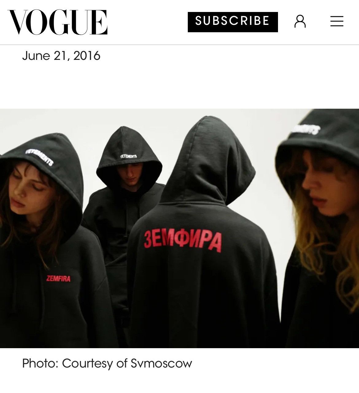 Vetements Demna's First 1/50 Drop. Zemfira SV Moscow Vetements
