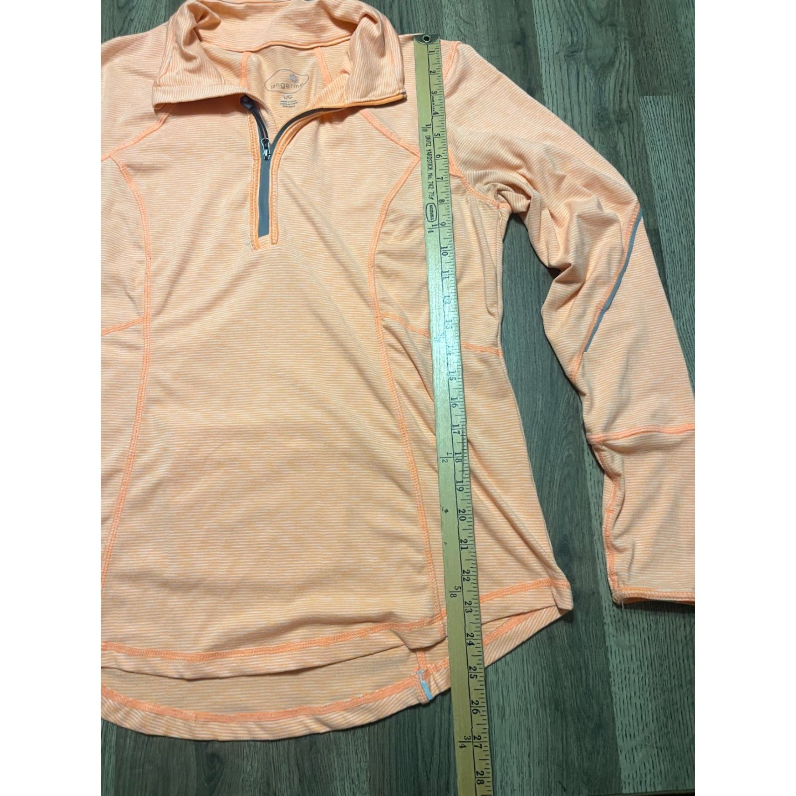 Vintage Tangerine Shirt, Women's Large, Orange White Striped, 1/4 Zip Up, T-Shirt, Regular, Casual, Fall Spring Summer, Womens Size L / US 10 / IT 46 - 6 Thumbnail