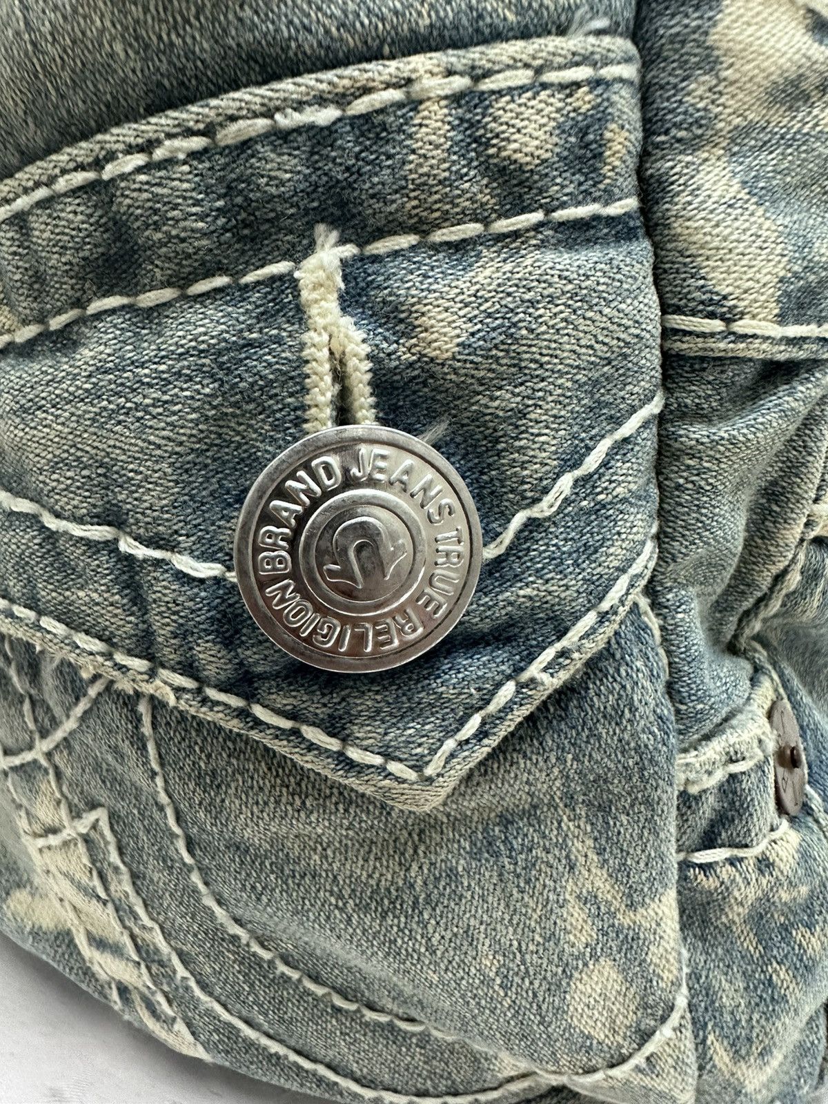 If Six Was Nine RARE ‼️ True Religion Patchwork Custom Made Denim Backpack Size ONE SIZE - 8 Thumbnail