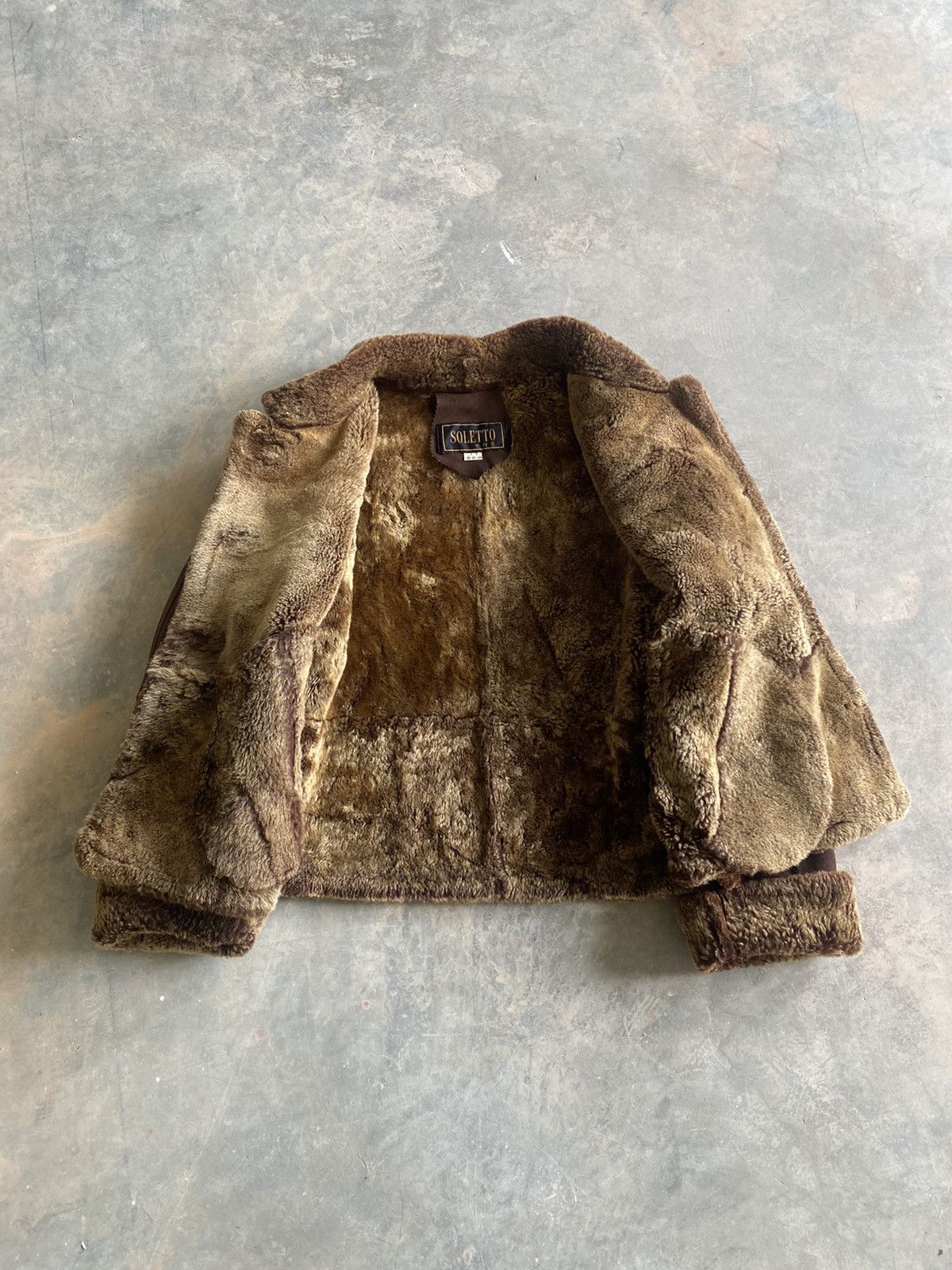 Vintage SOLETTO 80s B-3 FLIGHT JACKET LEATHER LAMBSKIN FUR LGB Size US M / EU 48-50 / 2 - 3 Thumbnail