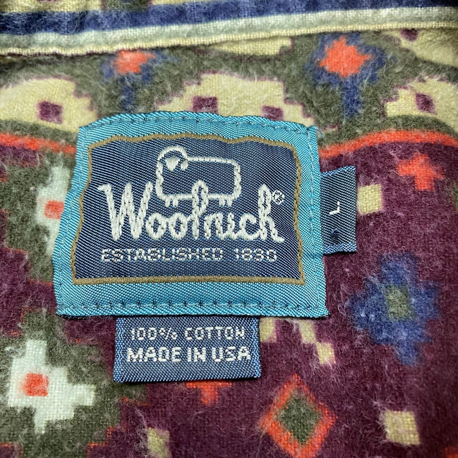 Vintage × Woolrich Woolen Mills VTG Woolrich Aztec Print Button Flannel Shirt Large Western Size US L / EU 52-54 / 3 - 4 Thumbnail