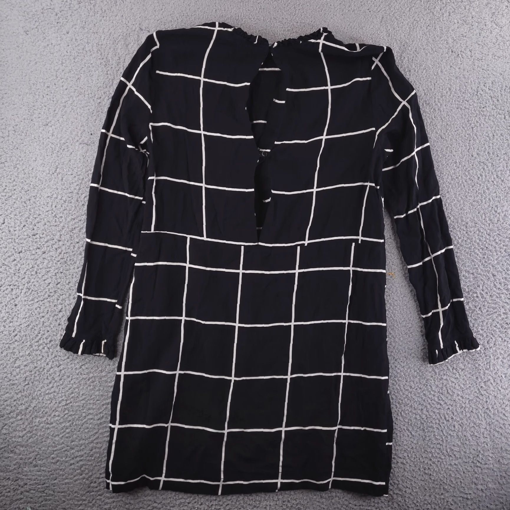 H&M H&M Dress Women 10 Black Windowpane Viscose Mini Shirt? Size L / US 10 / IT 46 - 5 Thumbnail