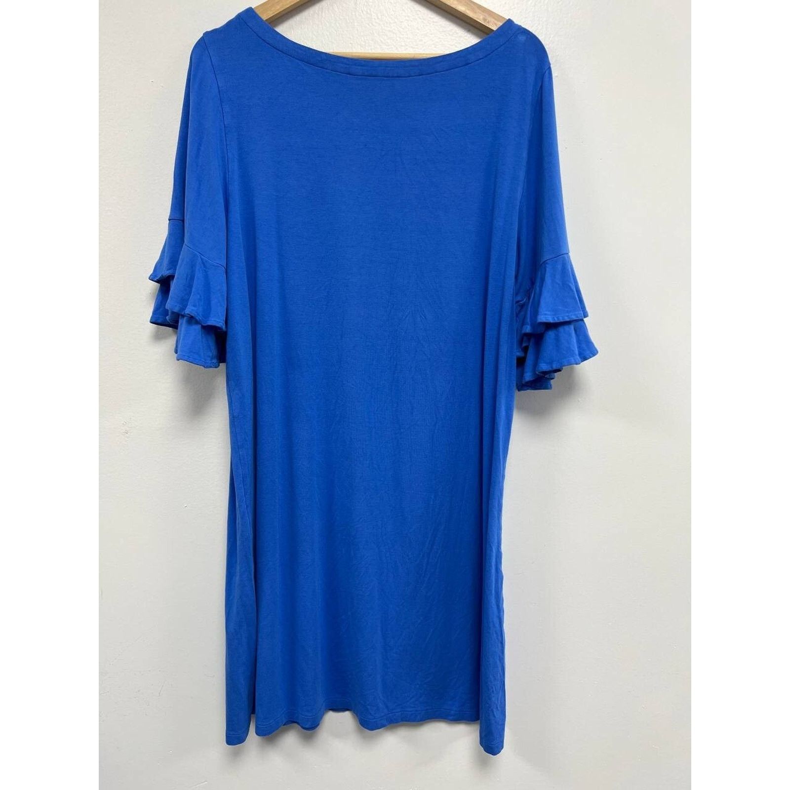 Lilly Pulitzer Lilly Pulitzer Blue Lula Dress Coastal Ruffle 3/4 XL A000036 Size XL / US 12-14 / IT 48-50 - 4 Thumbnail