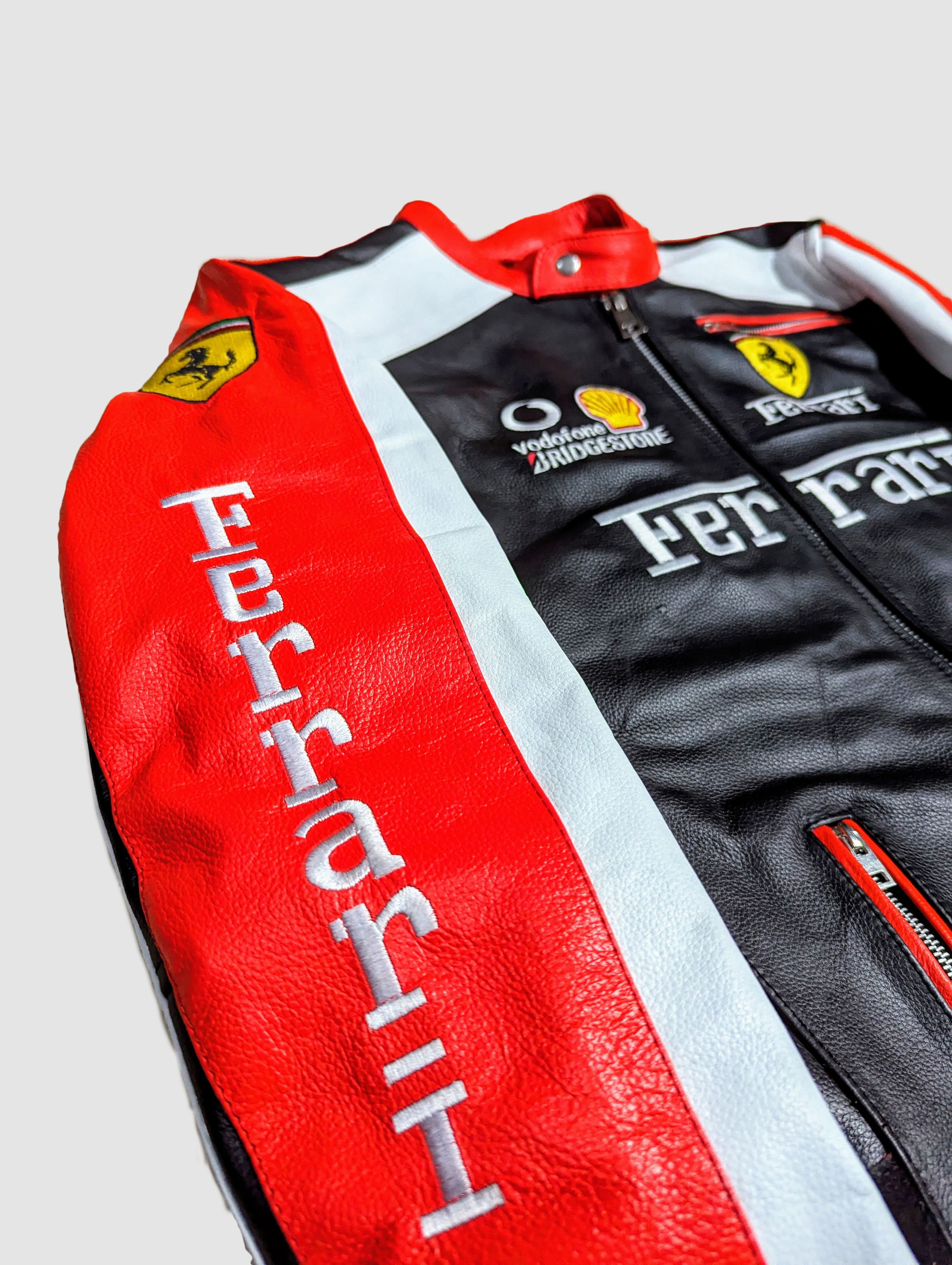 NASCAR FERRARI RACING LEATHER JACKET VINTAGE STREETWEAR Size US L / EU 52-54 / 3 - 4 Thumbnail