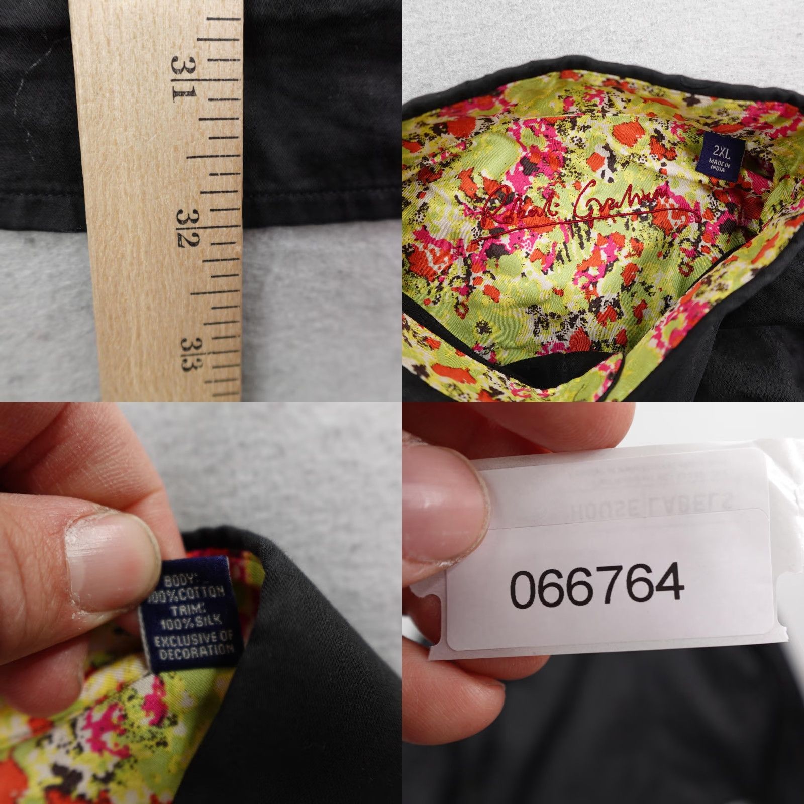 Robert Graham Robert Graham Shirt Mens 2XL Black Cotton Silk Trim Abstract Flip Cuff Button Up Size US XXL / EU 58 / 5 - 8 Thumbnail