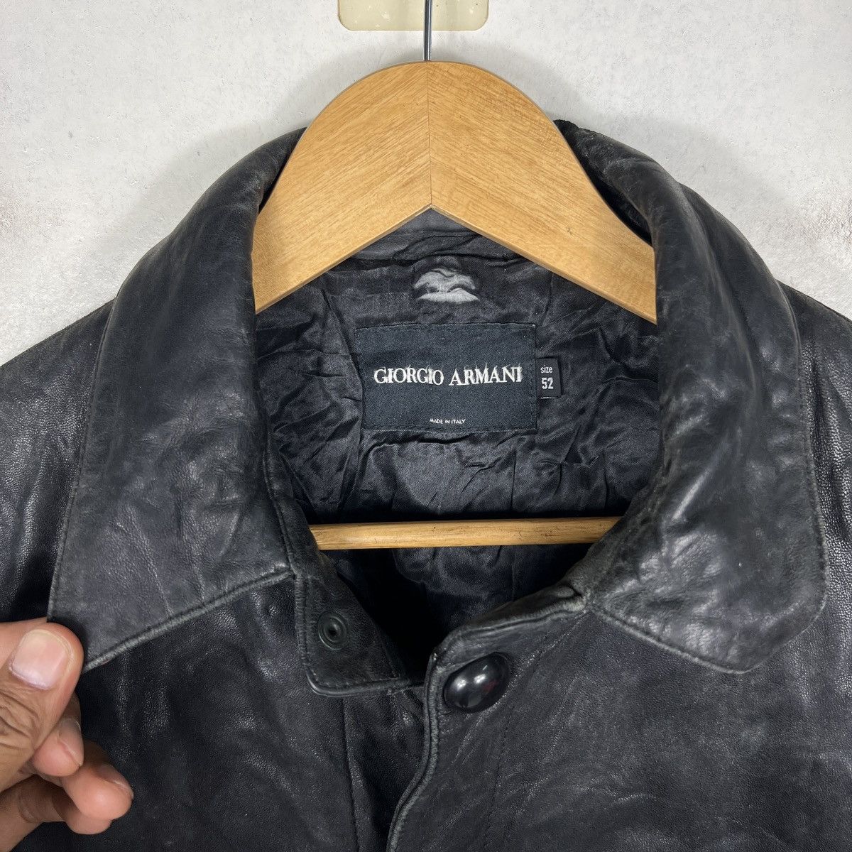 Giorgio Armani Vintage Giorgio Armani Leather Snap Button Jacket Size US L / EU 52-54 / 3 - 17 Thumbnail