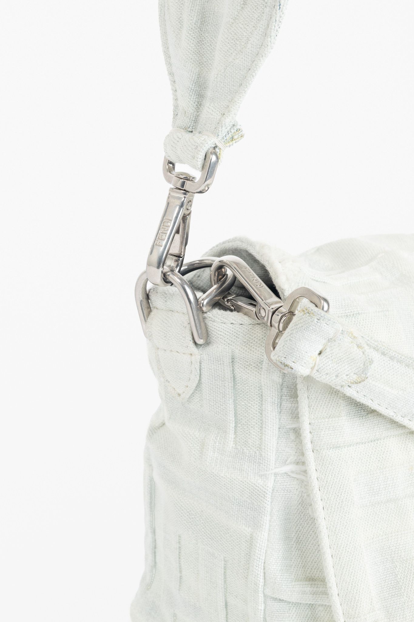 Fendi Fendi by Marc Jacobs Maxi Baguette White Denim Shoulder Bag Size ONE SIZE - 7 Thumbnail