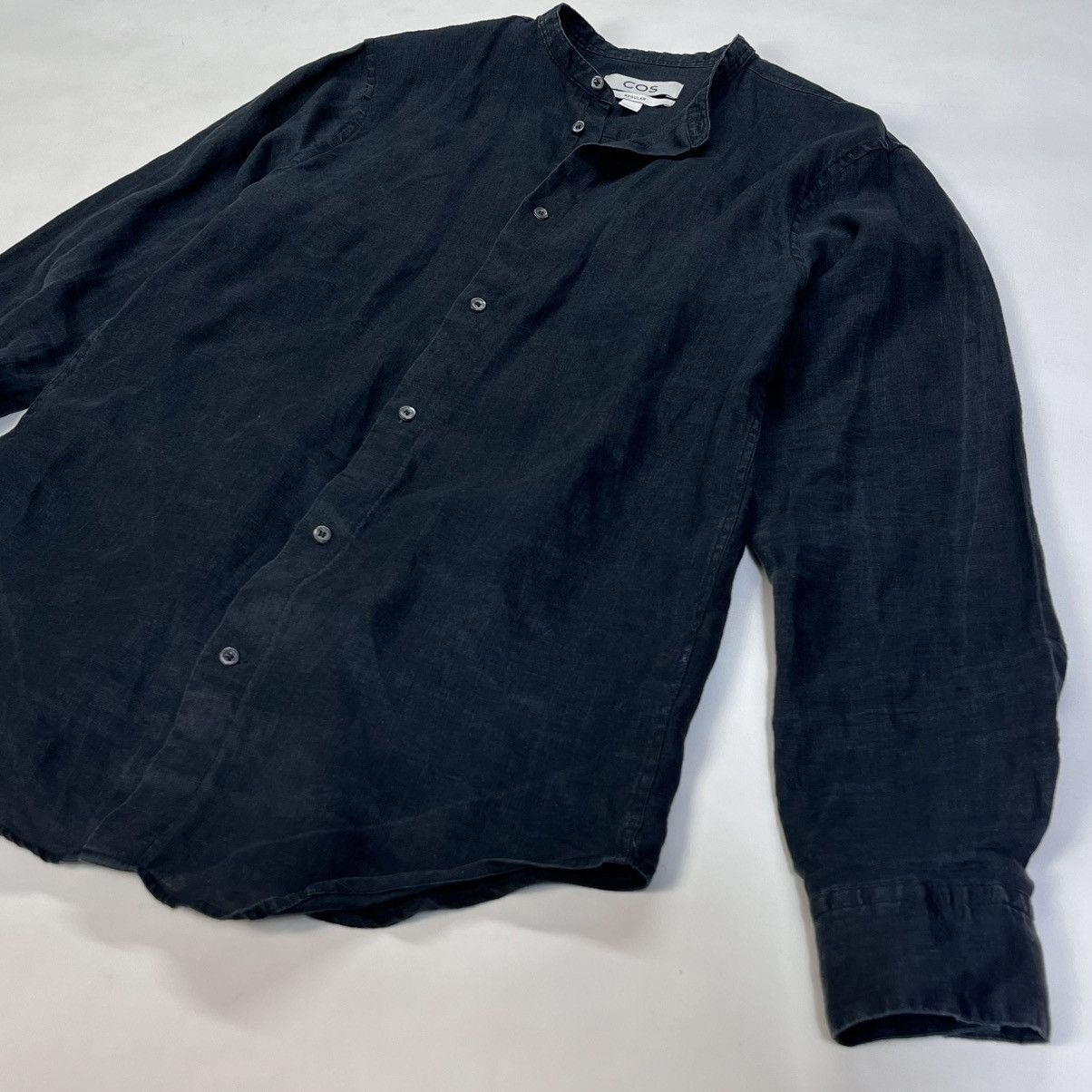 Cos Cos Regular True Hemp Black Navy Button Shirt Size US M / EU 48-50 / 2 - 4 Thumbnail
