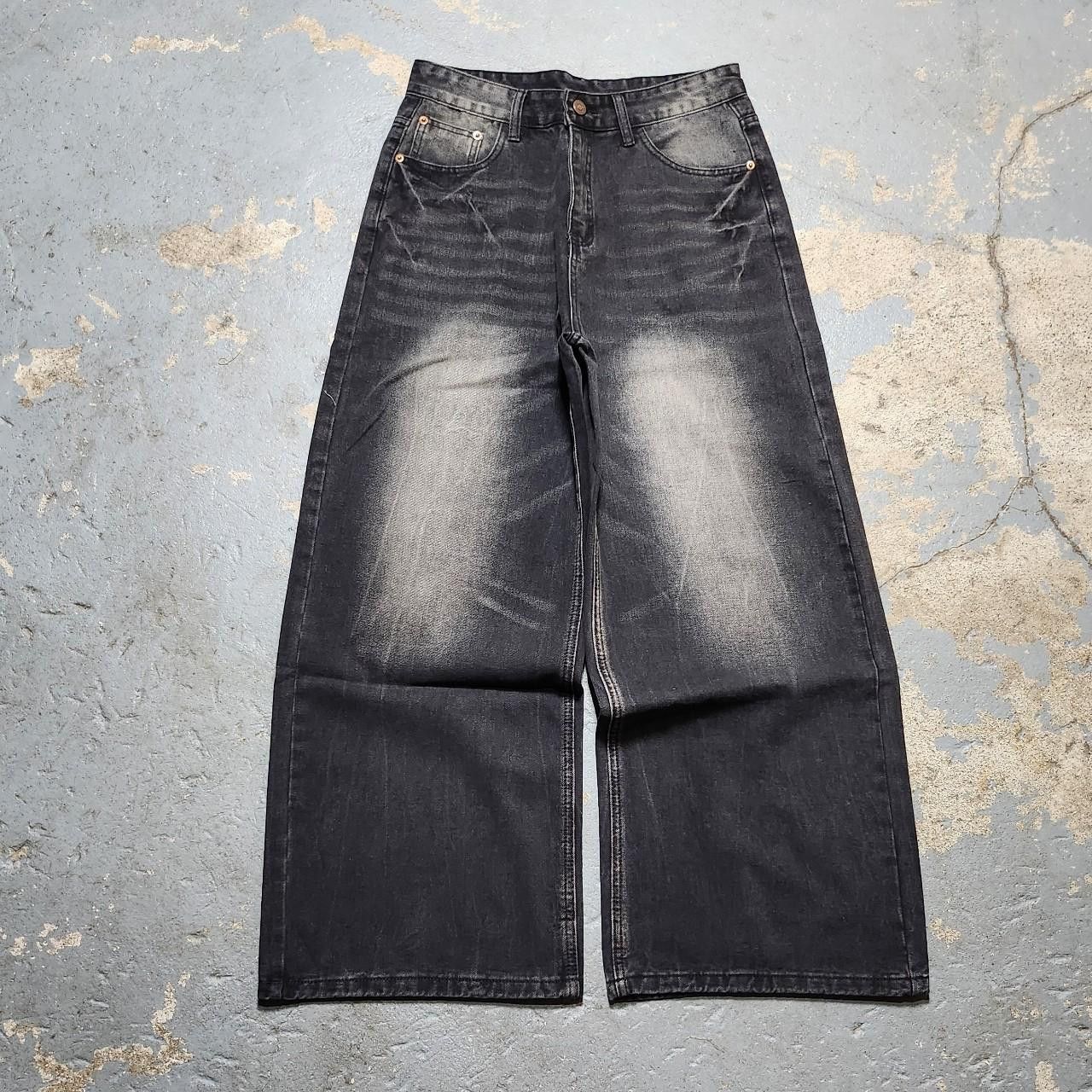 Japanese Brand Black Baggy Y2K Wide Leg Jeans Size US 30 / EU 46 - 1 Thumbnail