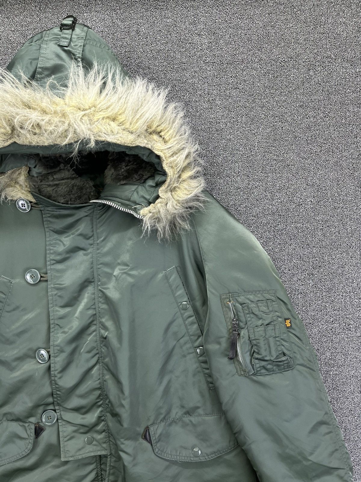 Alpha Industries Vintage 90s Alpha Industries Fur Hoodie Bomber Jacket Size US M / EU 48-50 / 2 - 4 Thumbnail
