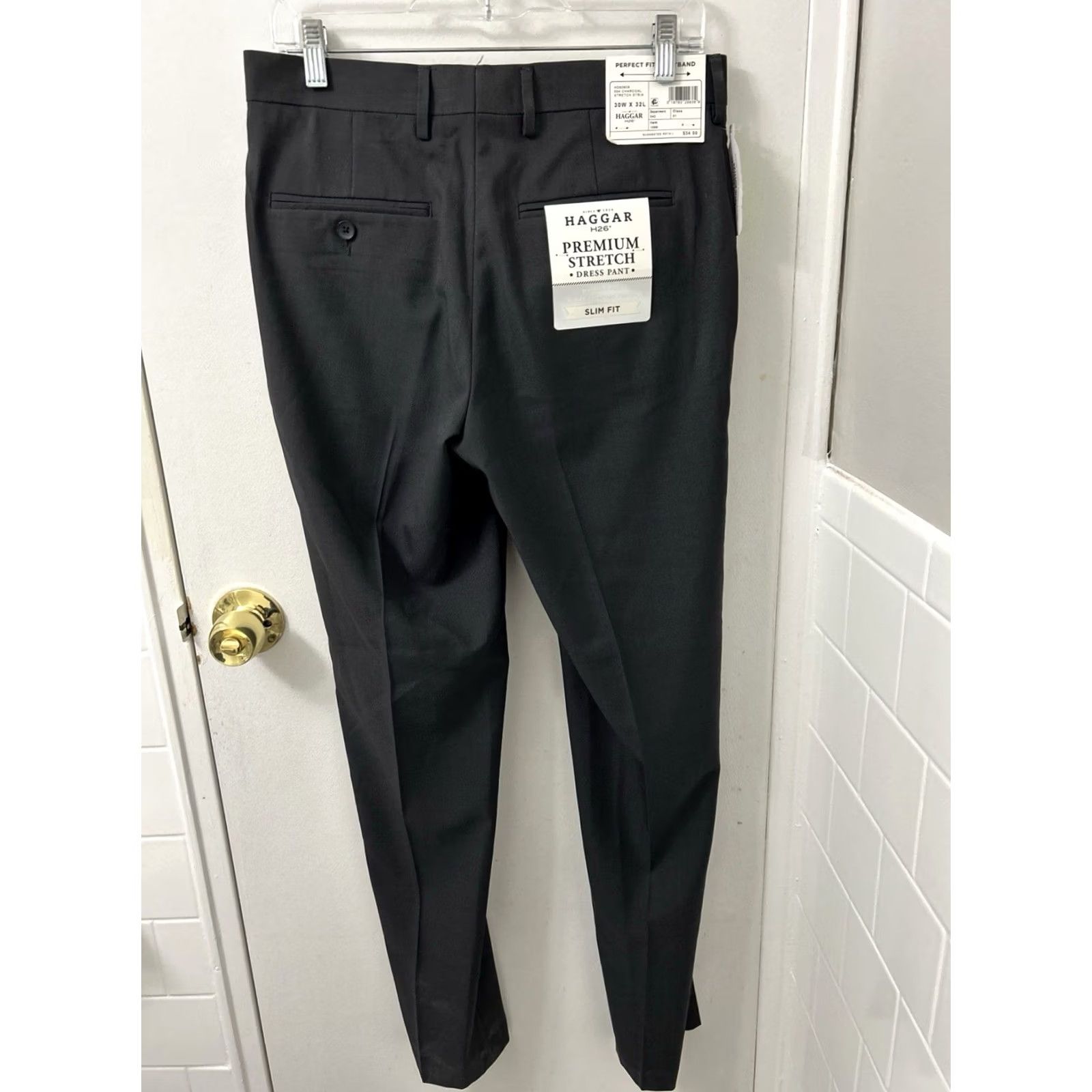 Haggar Haggar Premium Stretch Dress Pants Mens 30x32 Gray YKK Trousers NWT Slim Fit Size US 30 / EU 46 - 2 Thumbnail
