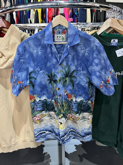 Vintage KY's Hawaiian Beach Button Down Shirt Medium 海外 即決-