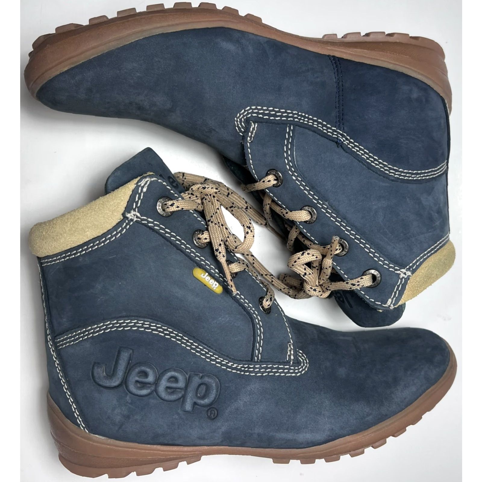 Jeep Nice! Jeep Boots Womens Leather Ankle High Lace Up 10 Blue Faux Fur Lined M Size Shoes Size US 10 / IT 40 - 3 Thumbnail